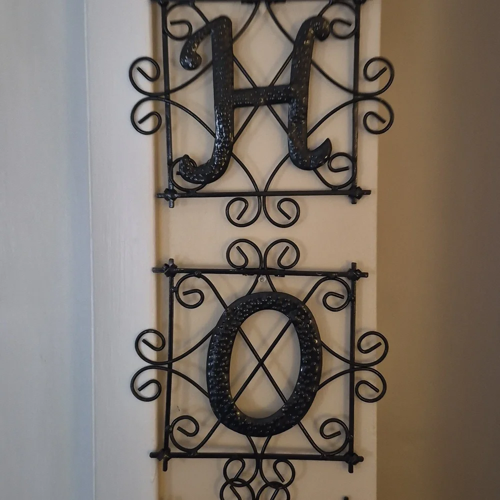 Metal Decorative Rustic Hanging Sign Black Letters H O M E